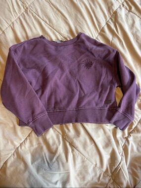 Roxy Purple Cropped Crewneck Sweatshirt